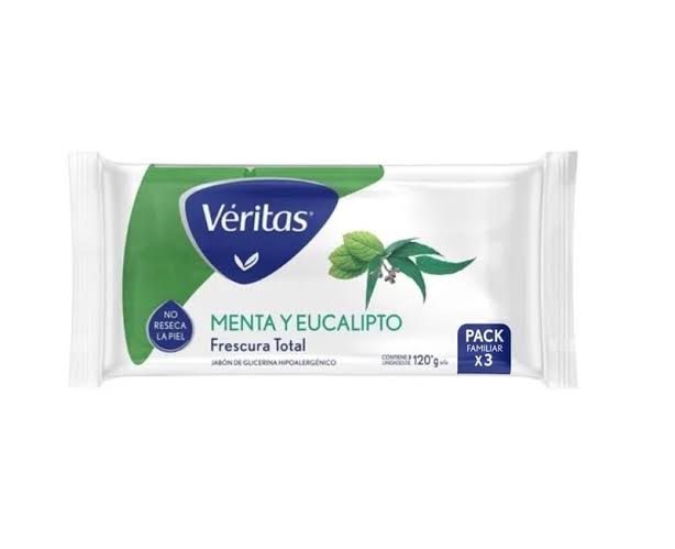 Jabon de glicerina Veritas, Menta y eucalipto 120 gr x3un