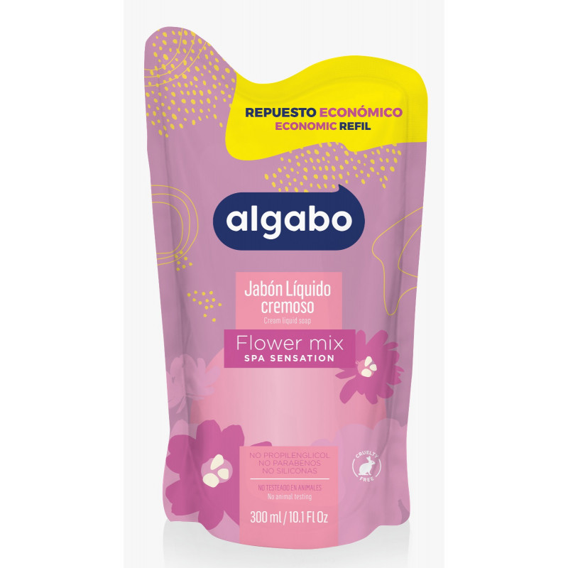 Repuesto Jabon Liquido Algabo Floral Mix 300ml