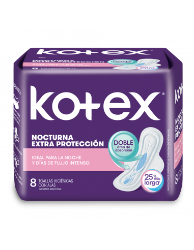 Toalla Kotex Noctura Extra Proteccion x8