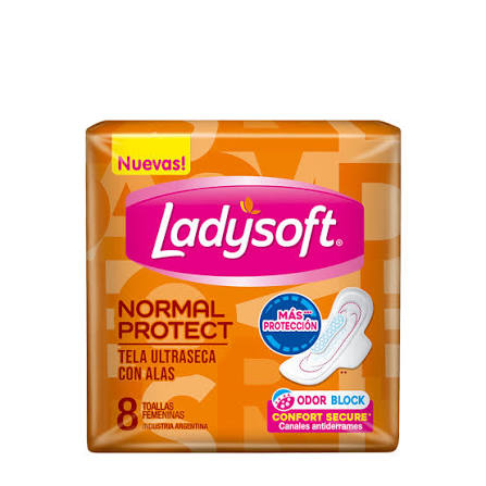 Toalla Ladysoft Normal Portect Tela Ultra Seca Con alas x8